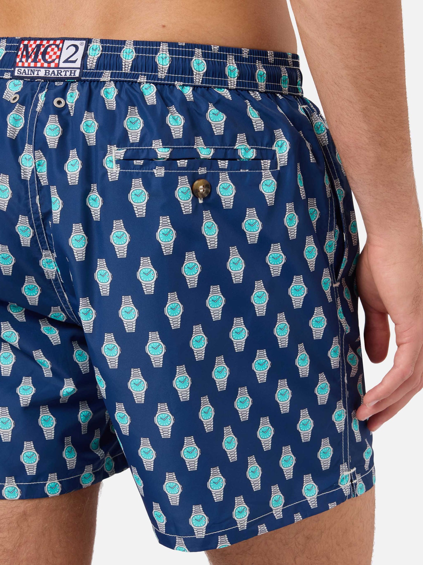 Short de bain Micro Lighting Grey avec imprimé watch golden hour 