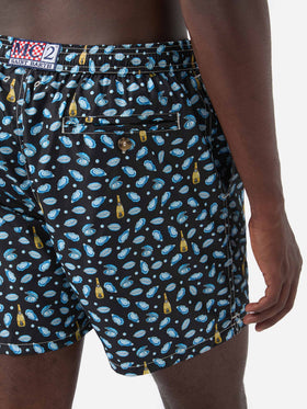 Black Lighting Micro swim shorts with watch and oyster print