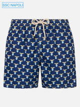 Man lightweight fabric swim shorts with Lazio logo print | SS LAZIO SPECIAL EDITION