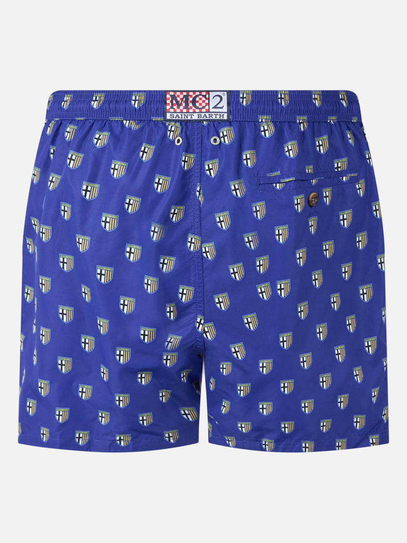 Man lightweight fabric swim shorts with Parma logo print | PARMA CALCIO SPECIAL EDITION