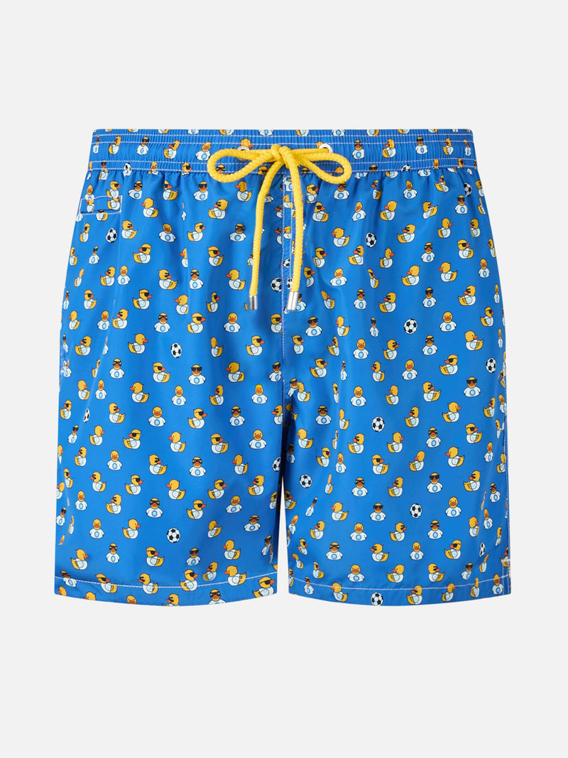 Badeshorts aus leichtem Stoff für Herren mit Ducky- und Napoli-Logo-Aufdruck | SSC NAPOLI SPECIAL EDITION