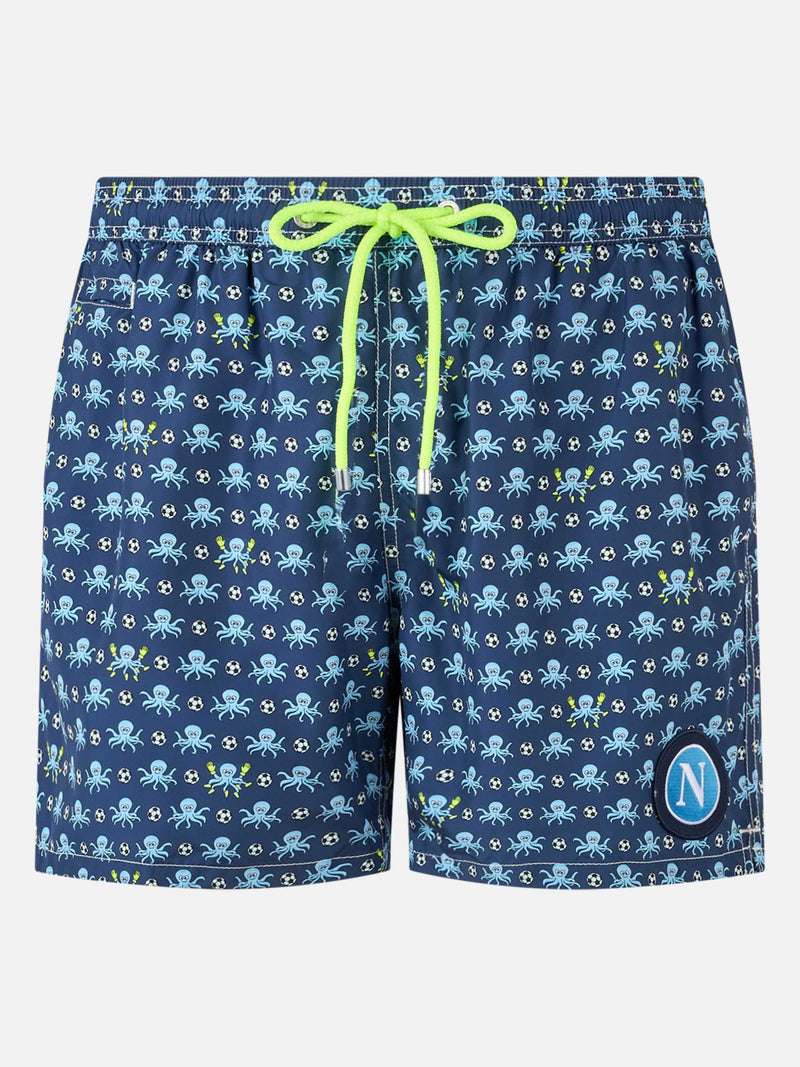 Costume da bagno da uomo in tessuto leggero con stampa logo Squid e Napoli | SSC NAPOLI SPECIAL EDITION