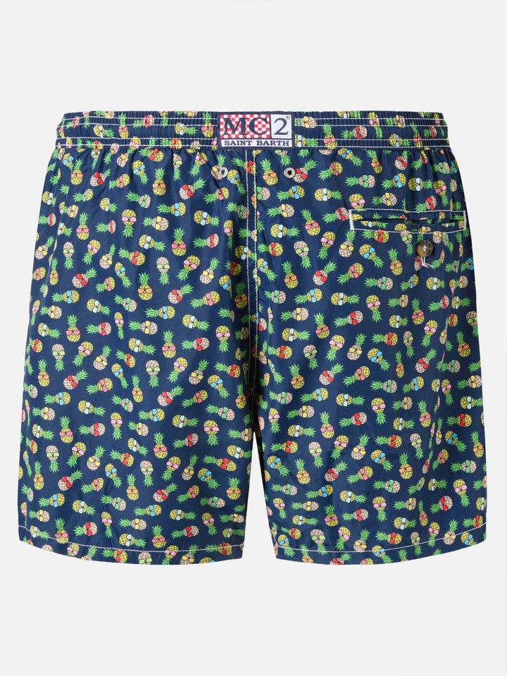 Boxer mare Lighting in tessuto leggero con stampa ananas