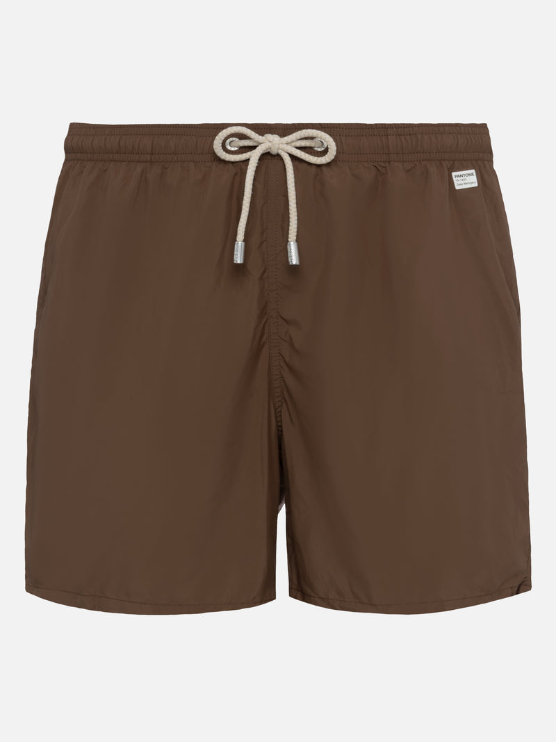 Braune Badeshorts aus leichtem Stoff Lighting Pantone | PANTONE® SPECIAL EDITION