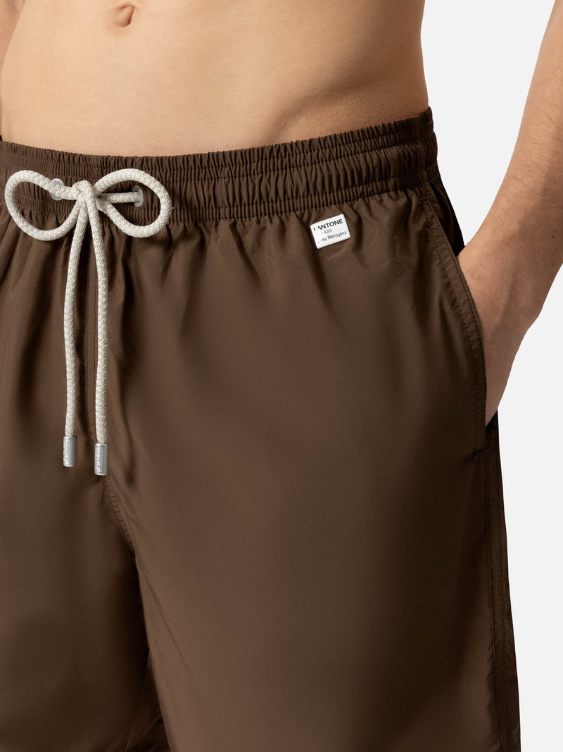 Braune Badeshorts aus leichtem Stoff Lighting Pantone | PANTONE® SPECIAL EDITION