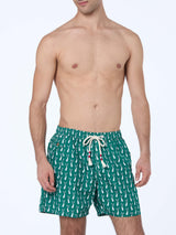 Man lightweight fabric swim-shorts Lighting 70 with rabbit print