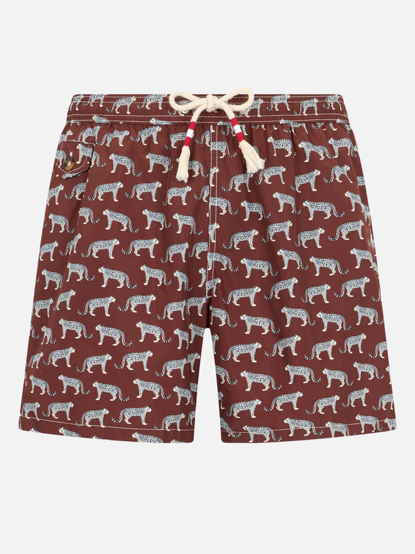 Herren-Badeshorts Lighting 70 aus leichtem Stoff mit Mikro-Cheeta-Print