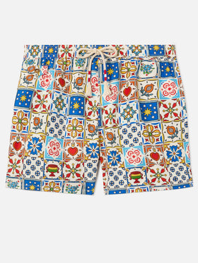 Costume mare Lighting 70 con stampa maiolica multicolore
