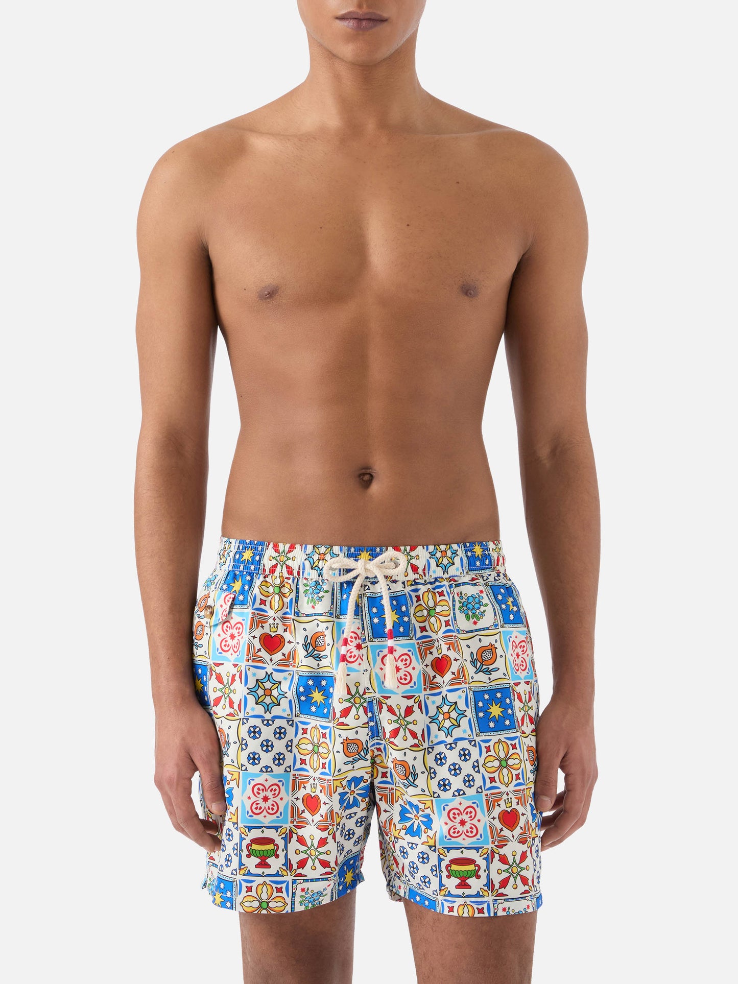 Lighting 70 swim shorts with multicolor majolica print