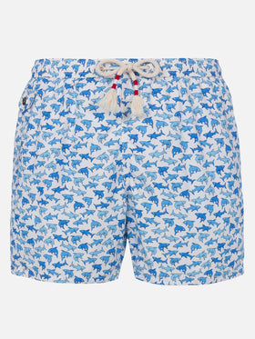 Badeshorts Lighting 70 aus leichtem Stoff mit Hai-Print
