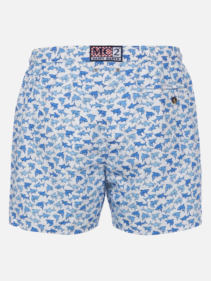 Badeshorts Lighting 70 aus leichtem Stoff mit Hai-Print