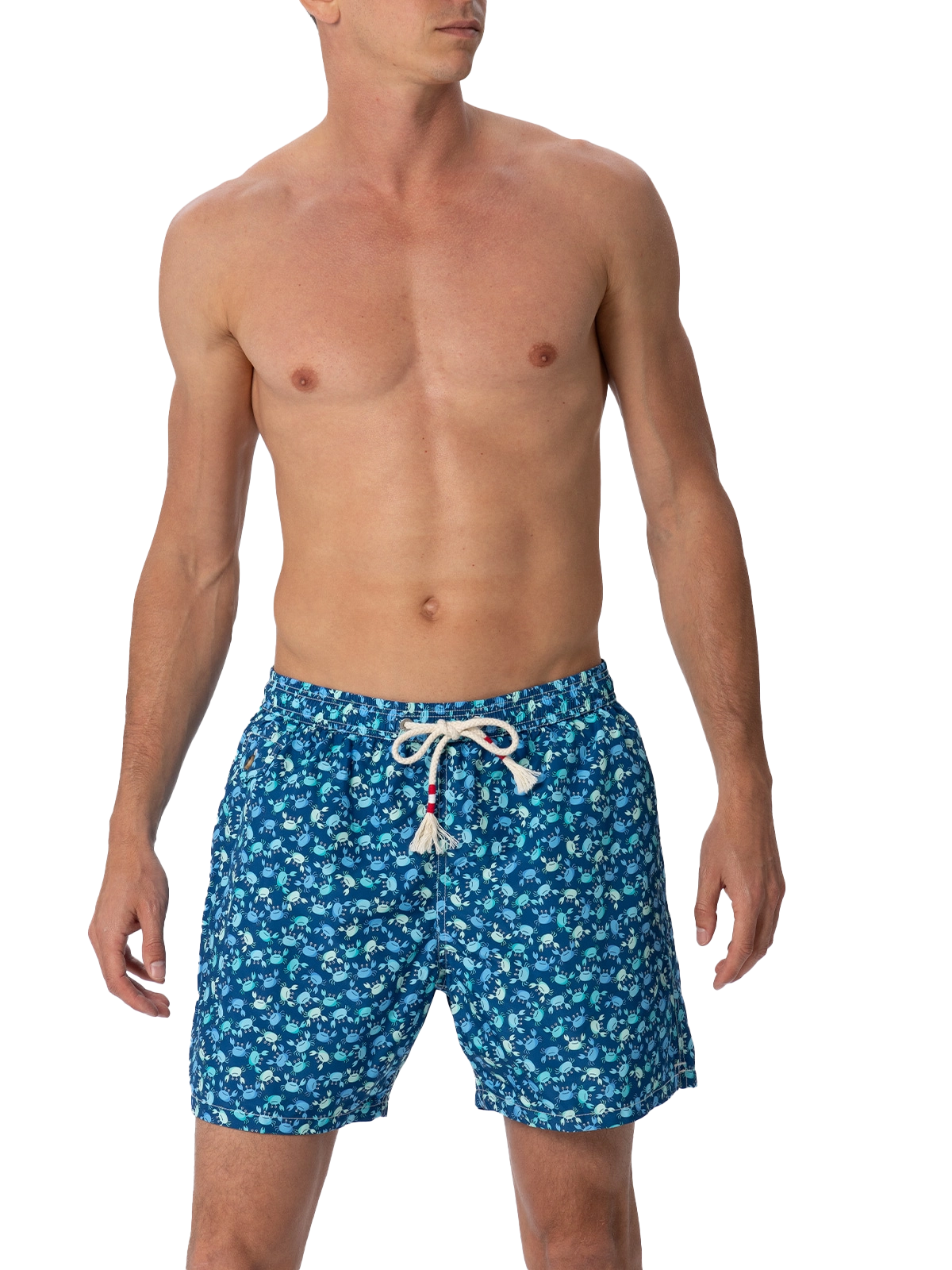 Herren-Badeshorts Lighting 70 aus leichtem Stoff mit Krabbenaufdruck
