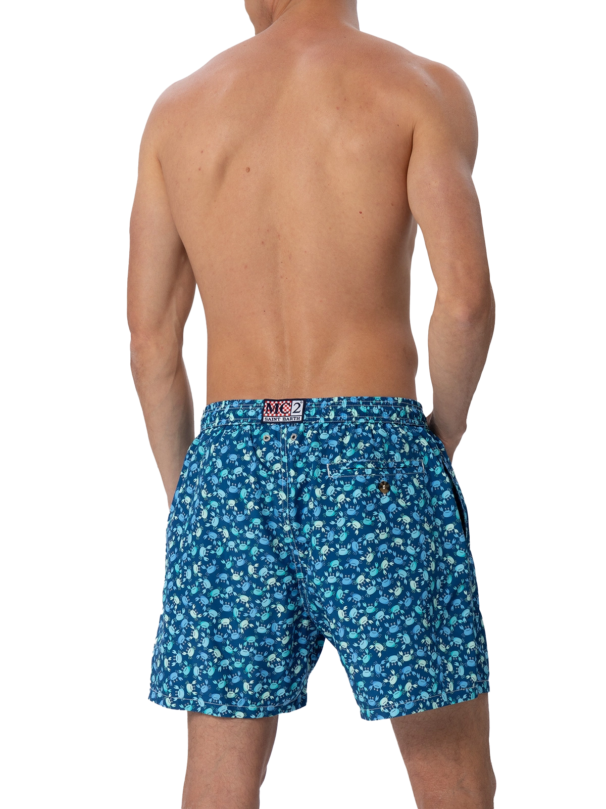 Herren-Badeshorts Lighting 70 aus leichtem Stoff mit Krabbenaufdruck