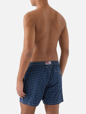 Navy Lighting Micro swim shorts with all-over paisley print