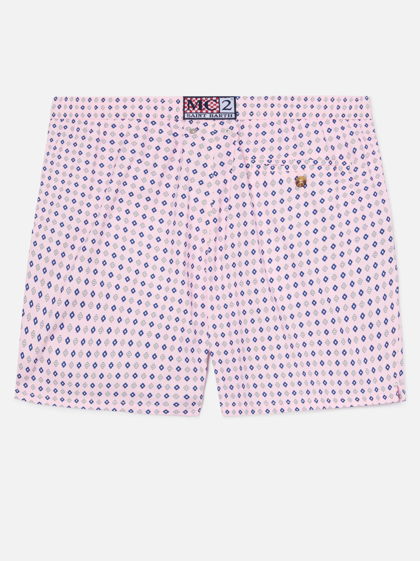 Pink Lighting Micro swim shorts with all-over geometric print