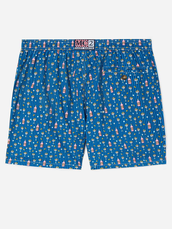 Costume mare Lighting Micro navy con stampa cocktail all-over