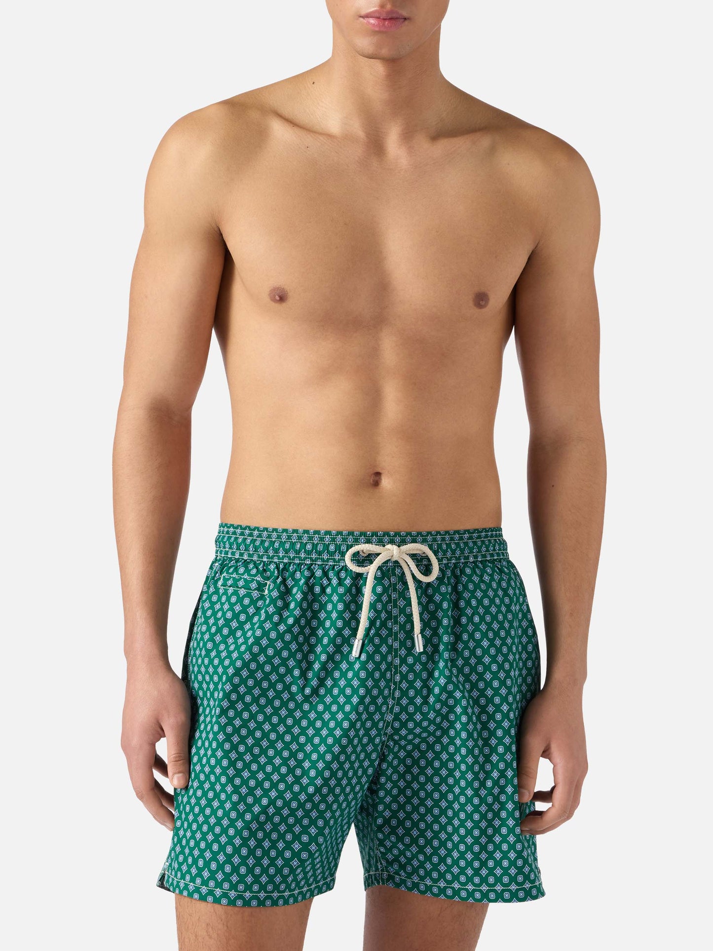 Green Lighting Micro swim shorts with all-over geometric print
