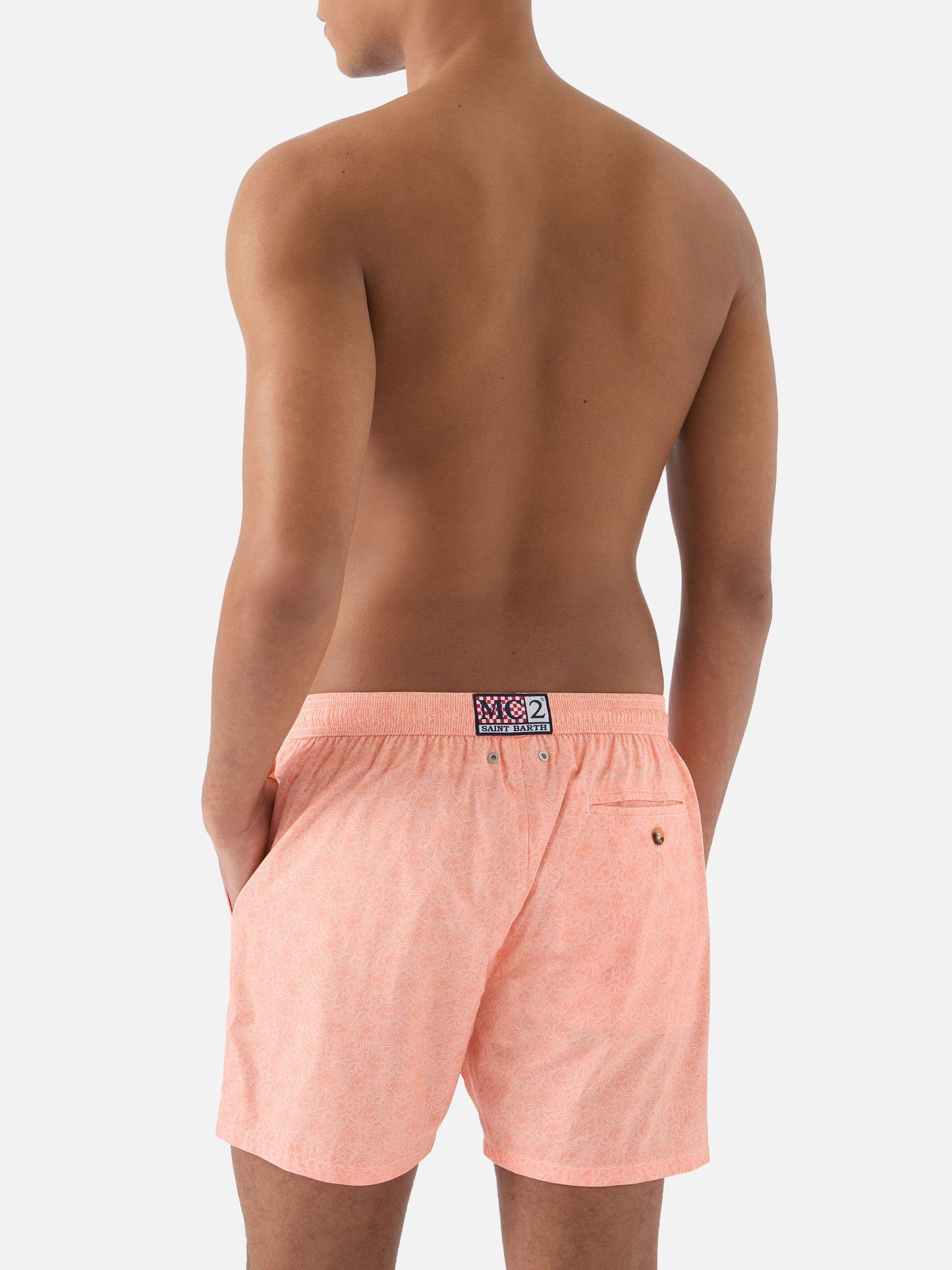 Costume mare Lighting Micro arancione con stampa polipi all-over