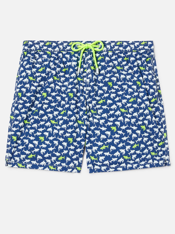 Costume mare Lighting Micro blu navy con stampa squali all-over