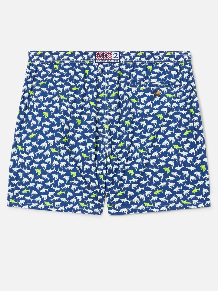 Costume mare Lighting Micro blu navy con stampa squali all-over