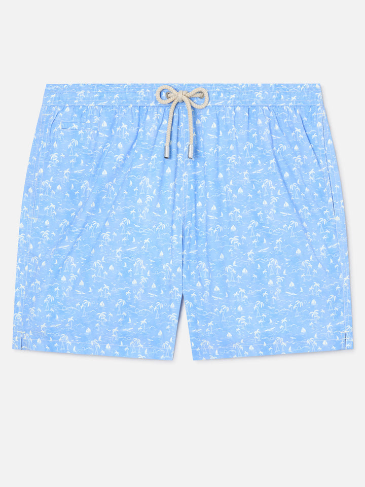 Costume mare Lighting Micro azzurro con stampa tropicale