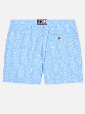 Light blue Lighting Micro swim shorts with tropical print