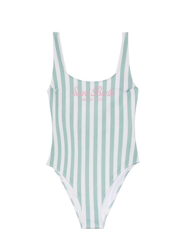 Lora scoopback one-piece swimsuit with striped print - MC2 Saint Barth