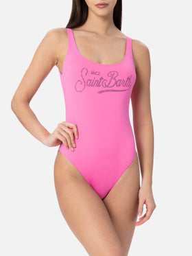 Damen Scoopback-Badeanzug Lora mit Strasssteinen