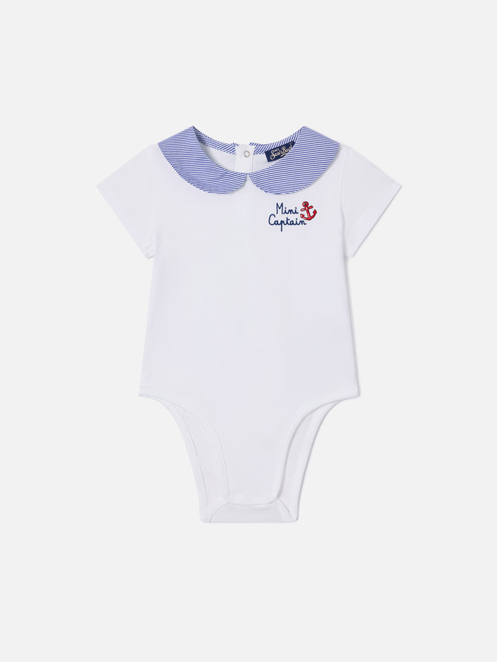 Body Lou in cotone organico con ricamo Mini Captain