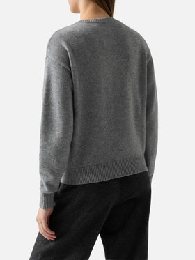 Grey crewneck Louise with St. Moritz rhinestones embellishment | ST. MORITZ TOP OF THE WORLD SPECIAL EDITION