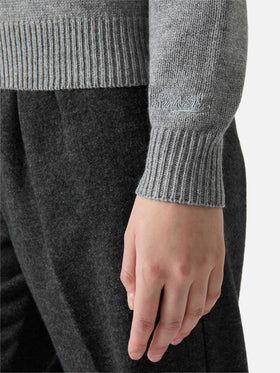 Grey crewneck Louise with St. Moritz rhinestones embellishment | ST. MORITZ TOP OF THE WORLD SPECIAL EDITION