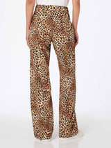 Pantalone da donna Lisbeth in velluto a coste sabbia leopardo