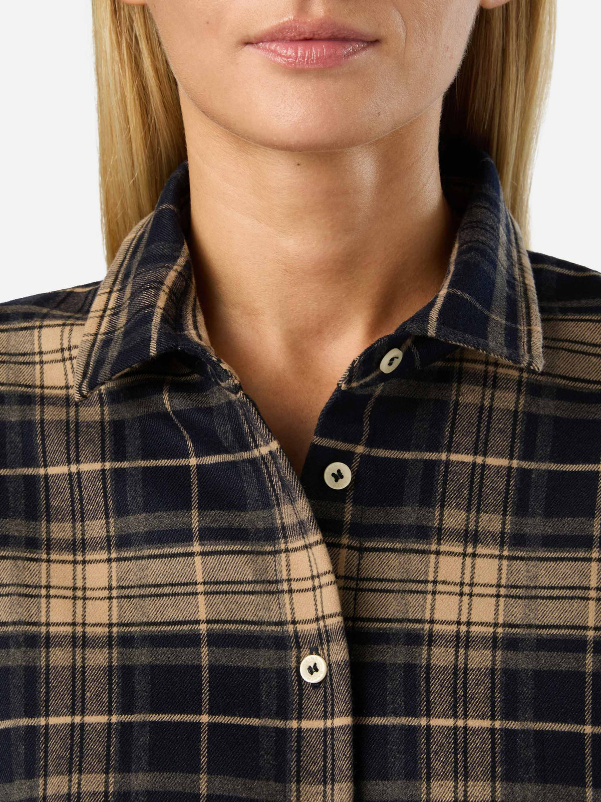 Langes Hemdblusenkleid aus Alys-Flanell mit Tartanmuster 