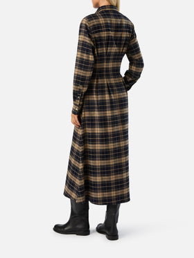 Langes Hemdblusenkleid aus Alys-Flanell mit Tartanmuster 