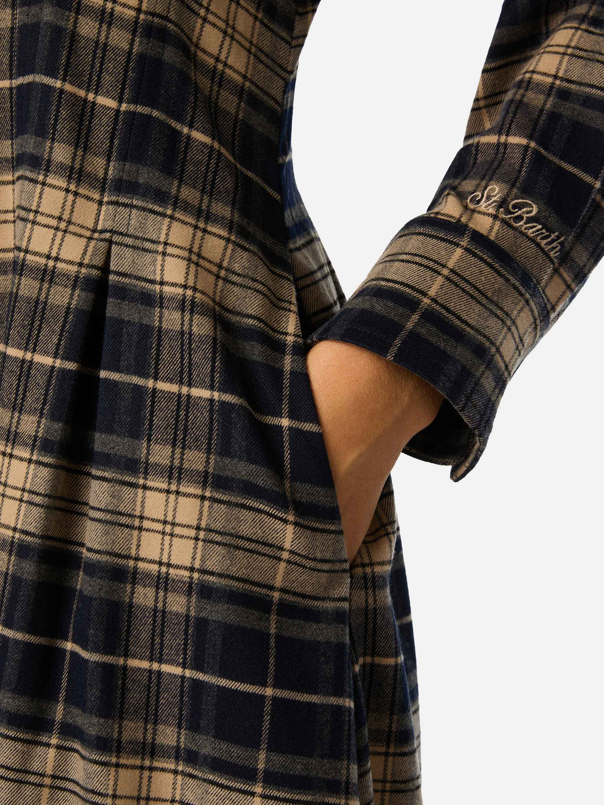 Langes Hemdblusenkleid aus Alys-Flanell mit Tartanmuster 