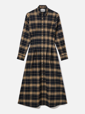 Robe chemise longue Alys en flanelle à motif tartan 