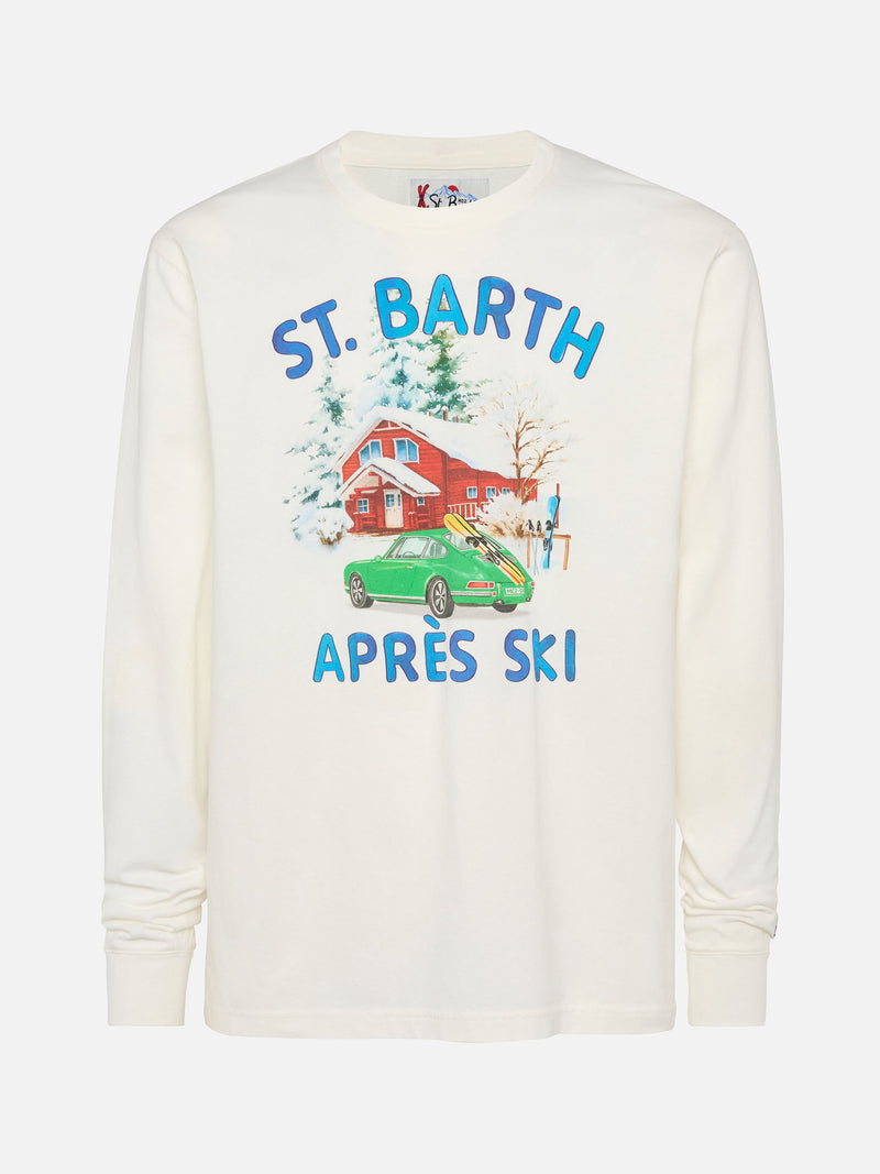 Winter-Baumwoll-T-Shirt Luton mit Auto- und Chalet-Aufdruck