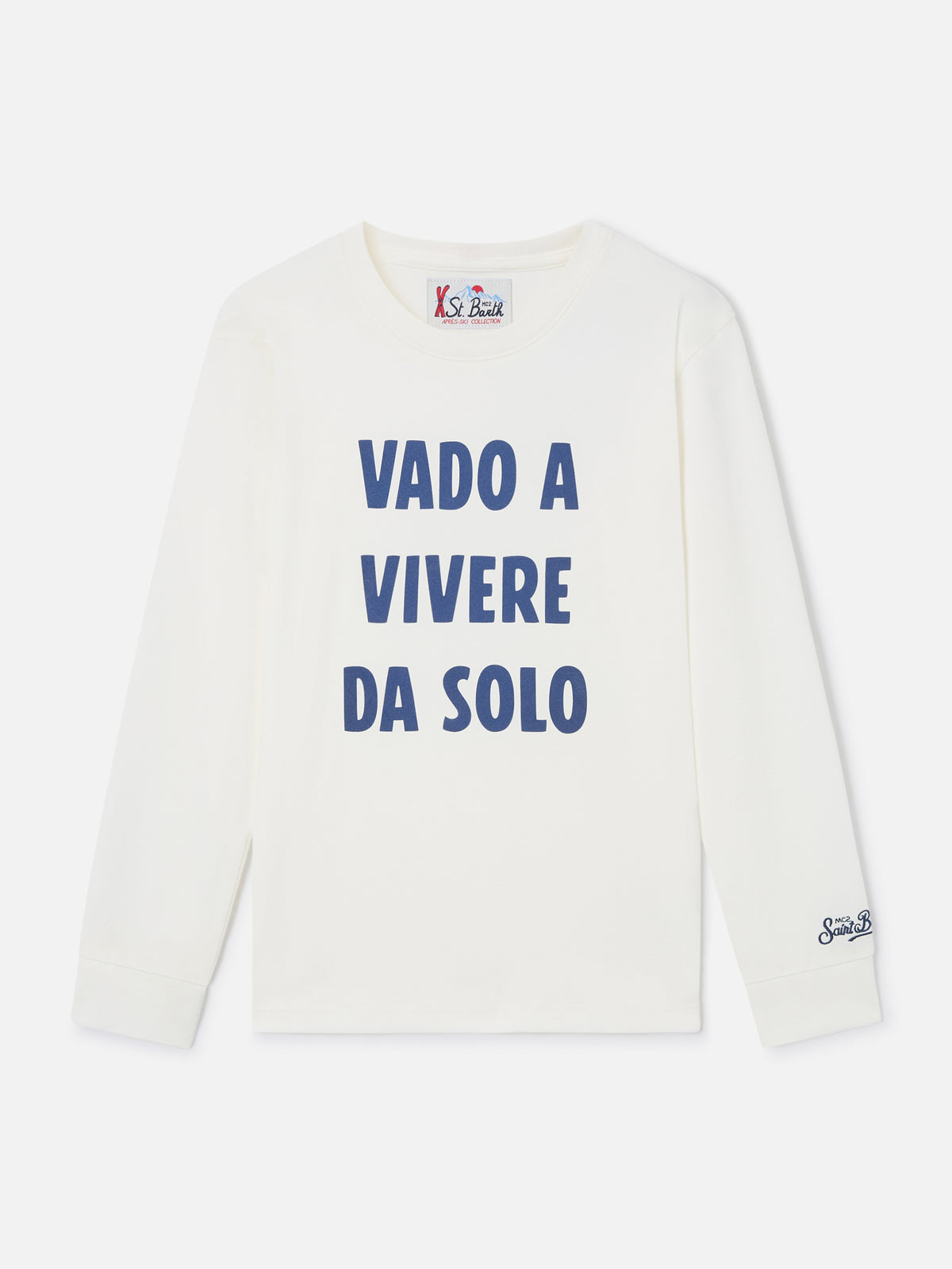 T-shirt à manches longues en coton blanc Luton avec imprimé Vado A Vivere Da Solo 
