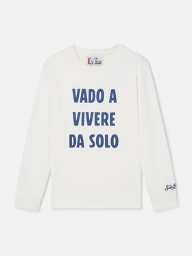 T-shirt à manches longues en coton blanc Luton avec imprimé Vado A Vivere Da Solo 