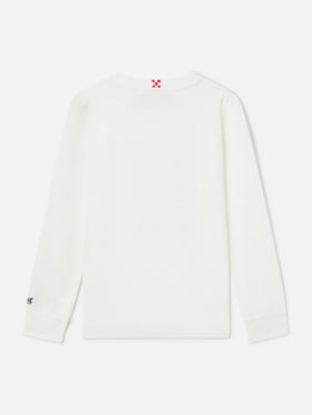 T-shirt à manches longues en coton blanc Luton avec imprimé Vado A Vivere Da Solo 