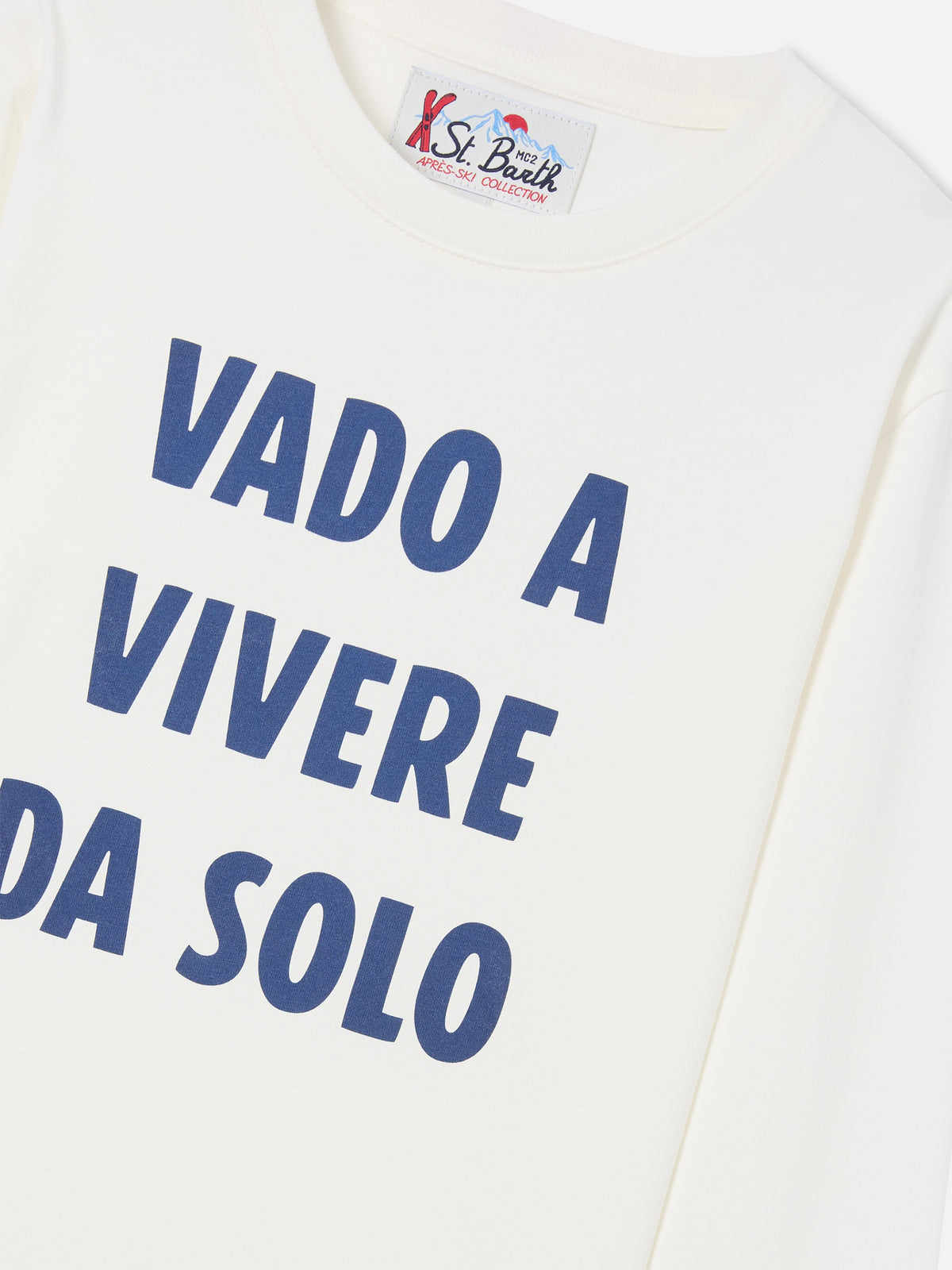 T-shirt à manches longues en coton blanc Luton avec imprimé Vado A Vivere Da Solo 