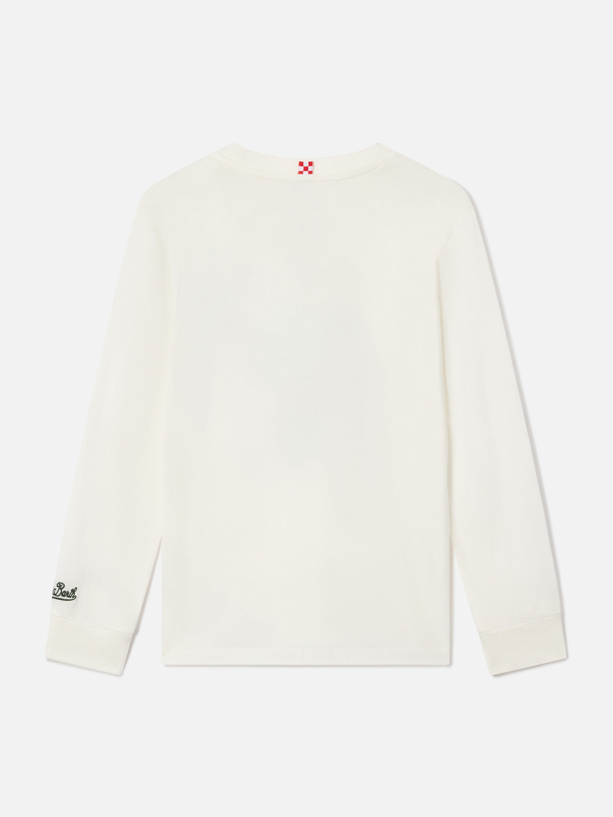 T-shirt à manches longues Luton blanc en coton biologique avec imprimé St. Moritz | Special edition 