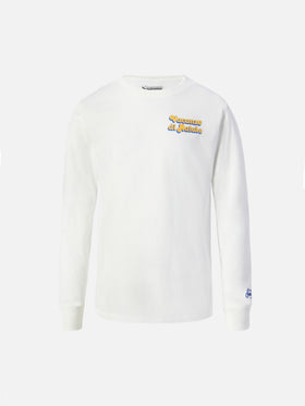 Luton long-sleeve winter cotton T-shirt in white with Vacanze di Natale print | VACANZE DI NATALE SPECIAL EDITION