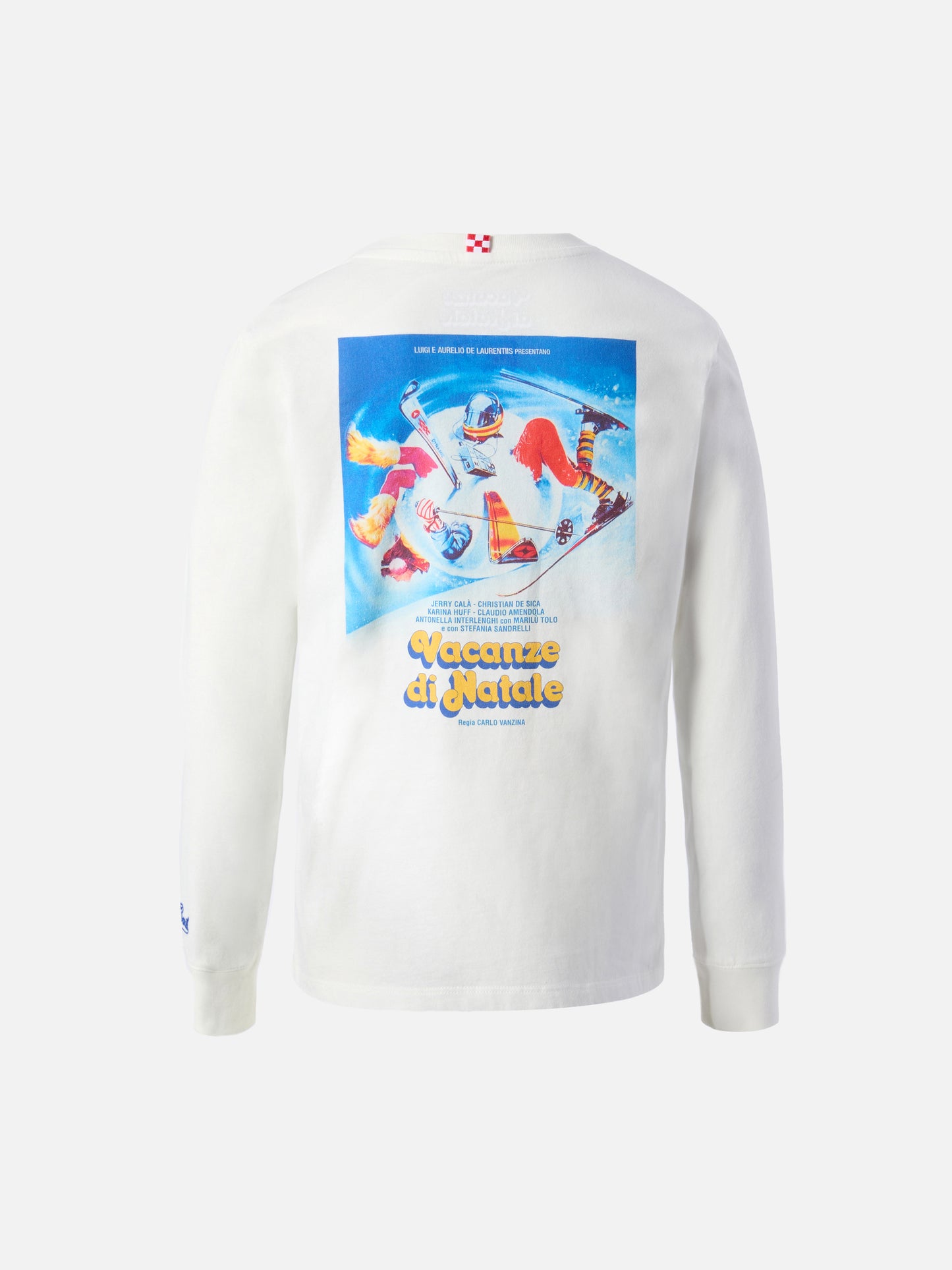Luton long-sleeve winter cotton T-shirt in white with Vacanze di Natale print | VACANZE DI NATALE SPECIAL EDITION