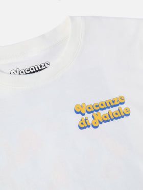 Luton long-sleeve winter cotton T-shirt in white with Vacanze di Natale print | VACANZE DI NATALE SPECIAL EDITION