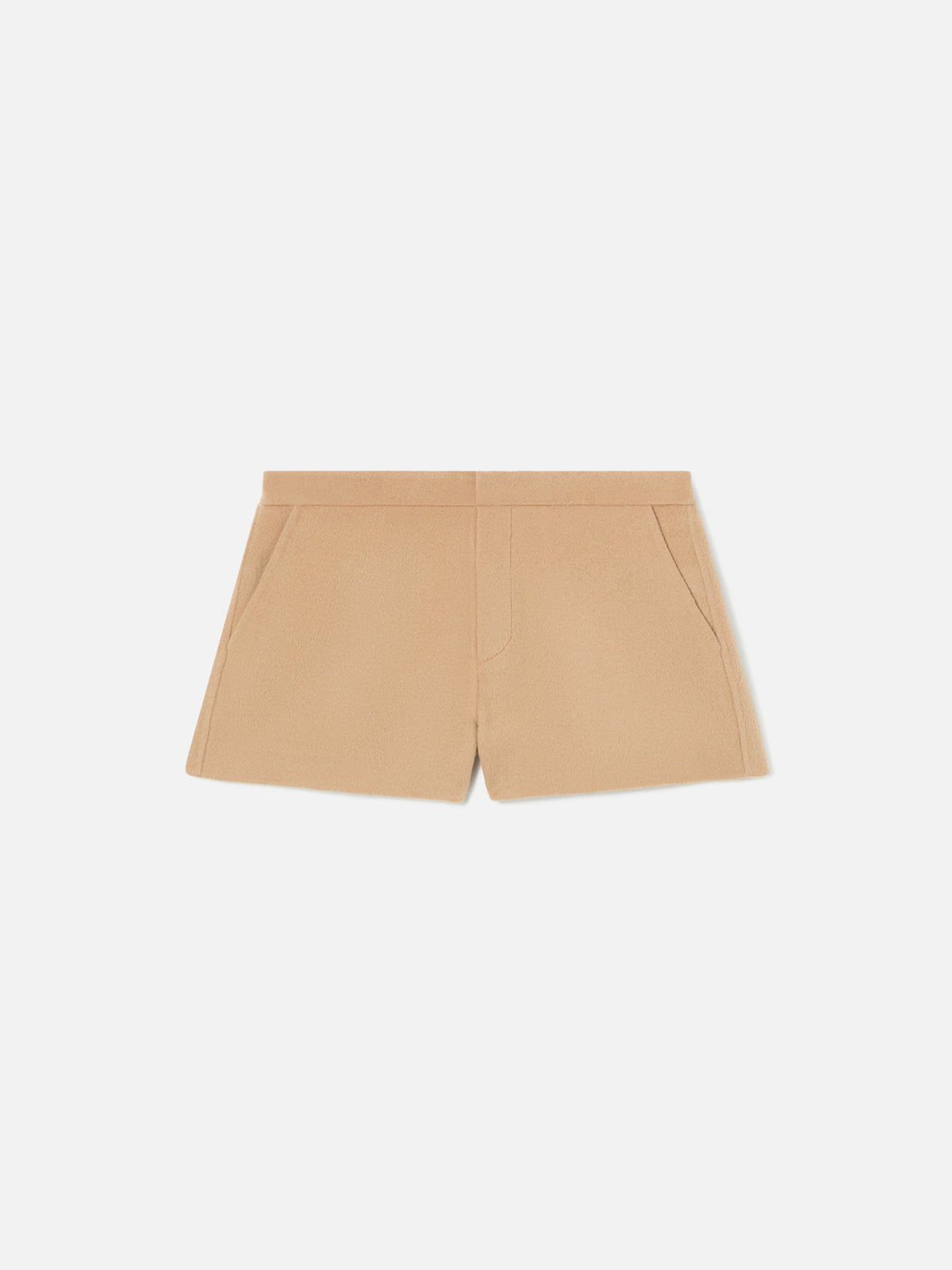 Shorts Elva beige en doble tejido de mezcla de lana 