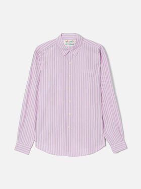 Pink striped Levanzo shirt in pure cotton