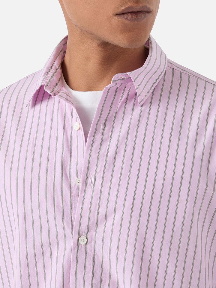 Pink striped Levanzo shirt in pure cotton