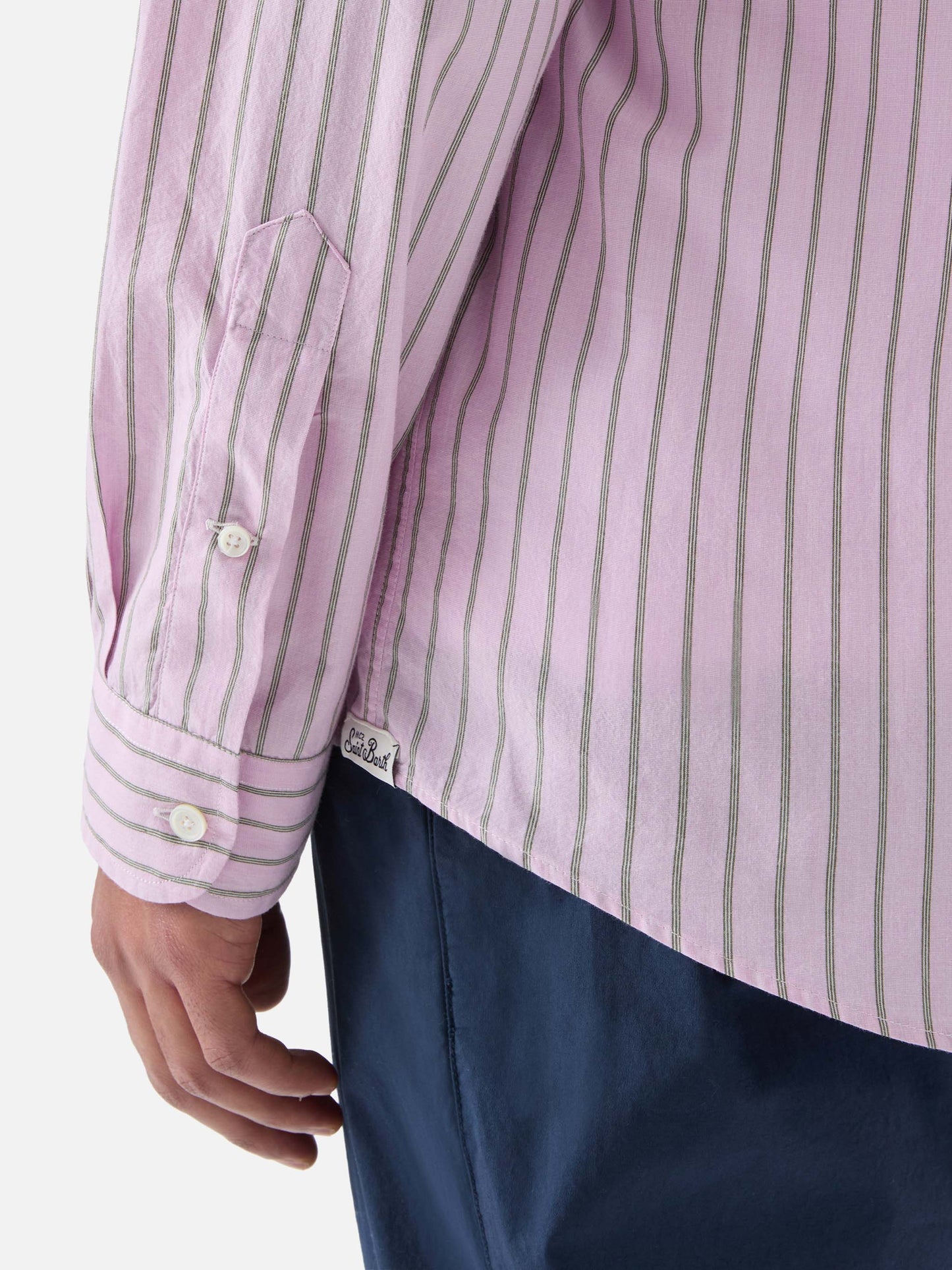 Pink striped Levanzo shirt in pure cotton