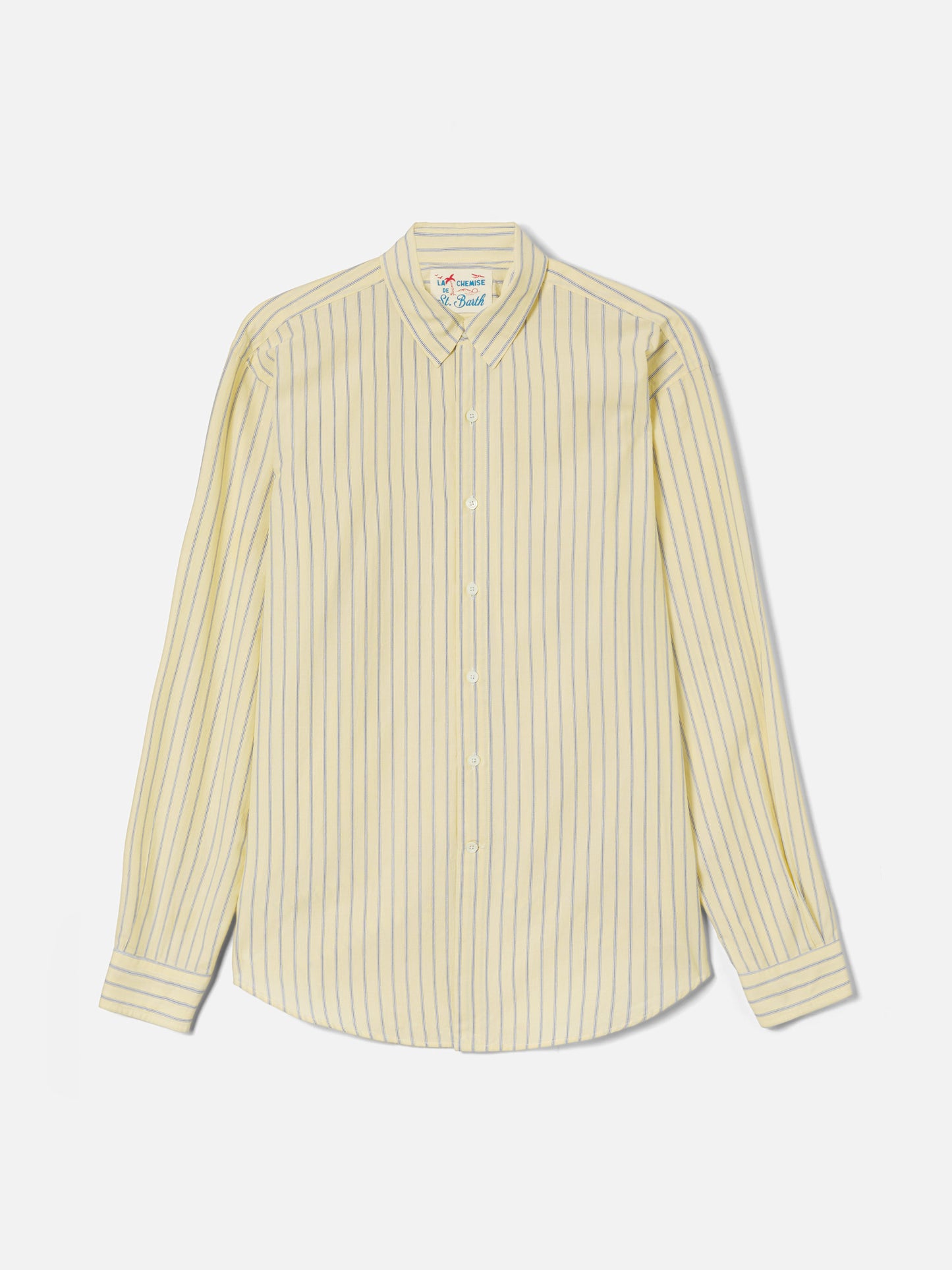 Yellow striped Levanzo shirt in pure cotton